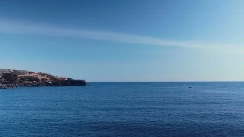A pan from the ocean to Catania Stock Footage 88505937