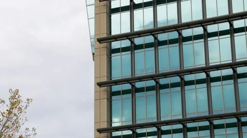 Pan up an office building to reveal the Amazon logo at the Silicon Valley Stock Footage 100343630