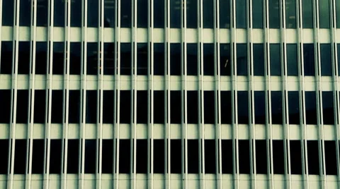 Pan of Office Building Windows Stock Footage 8560128
