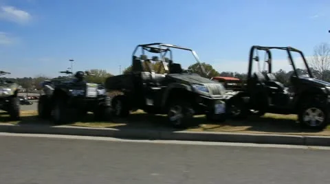 Pan of Offroad Vehicles Stock Footage 12573428