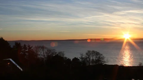 Pan on the Olympic Mountains at Sunset Stock Footage 36667014
