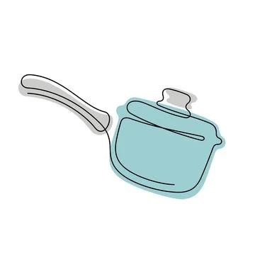 Pan one line colourful vector illustration Stock Illustration