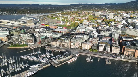 Pan of Oslo Harbor Stock Footage 217953062