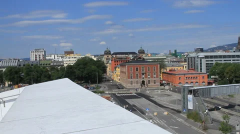 Pan of Oslo skyline Stock Footage 27529635