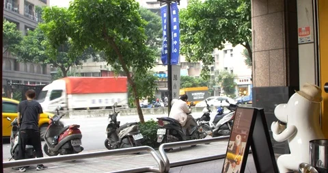 Pan outside the authentic taiwan coffee shop Stock Footage 118338560