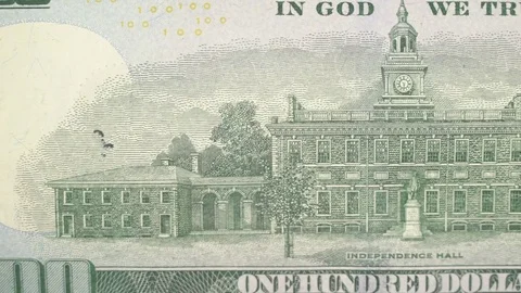 Pan over 100 Dollar Bill Reverse Macro Stock Footage 73831234
