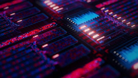 Pan over Abstract big data flow visualization of binary neural network learning Stock Footage 331014094