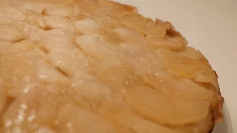 Pan over baked fruit cake on plate texture Stock Footage 73514289