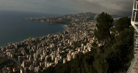 Pan Over Beautiful Jounieh Bay Lebanon 4k UHD Stock Footage