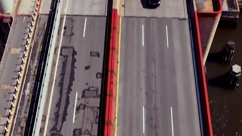 PAN FROM OVER BRIDGE TO CITY Stock Footage 198411575
