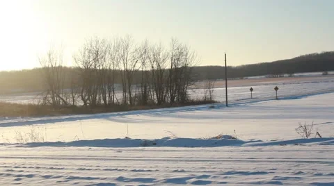 Pan over bright winter sunrise Stock Footage 45706539
