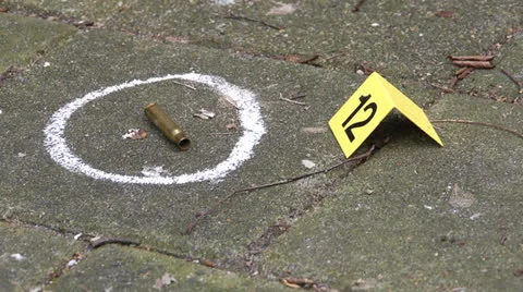 Pan over crime scene Stock Footage 22612814