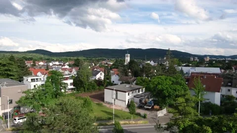 Pan over German Town with cloudy sky Stock Footage 142931597