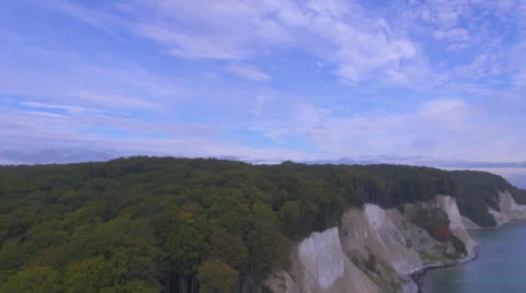 Pan Over Green Forest And Coast Of Rügen Island - Flight Video stock 36836269