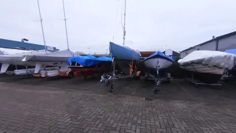 Pan over the harbor in the winter Video stock 147666728