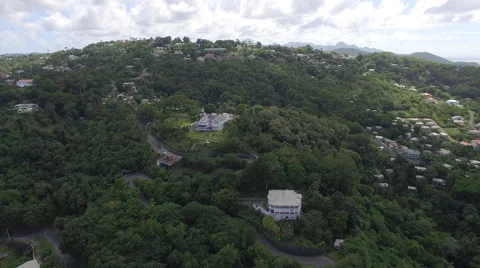 Pan over homes in mountain Stock Footage 63333665