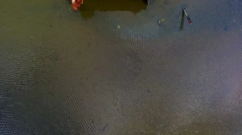 Pan over Long Shipwreck - Staten Island Boat Graveyard 2016 Video stock 67106953