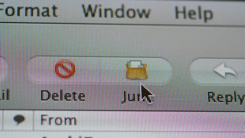 Pan over Mail app software on Apple Computers iMac Stock Footage 99138355