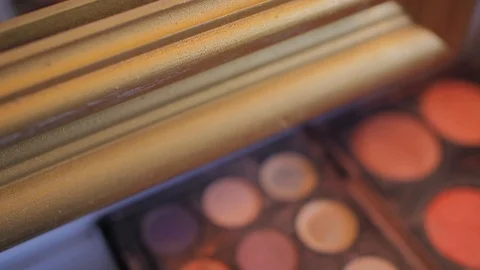 Pan over make up blush colors Video stock 116689145