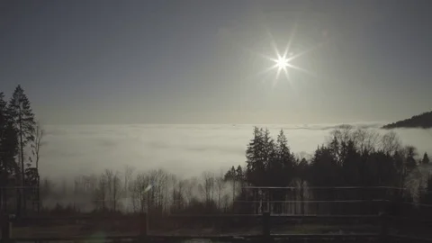 Pan over misty valley Video stock 74696610