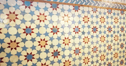 Pan over mosque pattern tiles Stock Footage 99010980