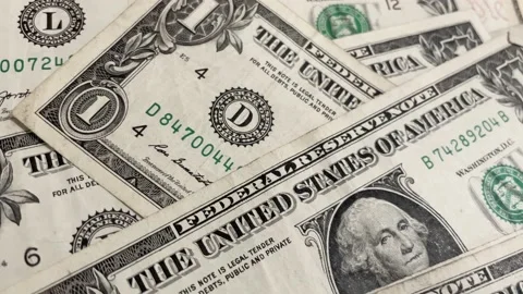 Pan over one US Dollar bills Stock Footage 220153875