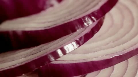 Pan over onion slices Video stock 17278811