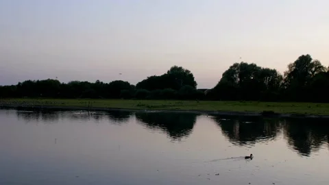 Pan over an open lake Stock Footage 133496830