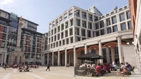 Pan over Paternoster Square, Summer, London Video stock 74060353