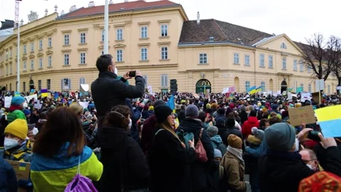 A pan over a protest in Vienna, Austria Stock Footage 171126460