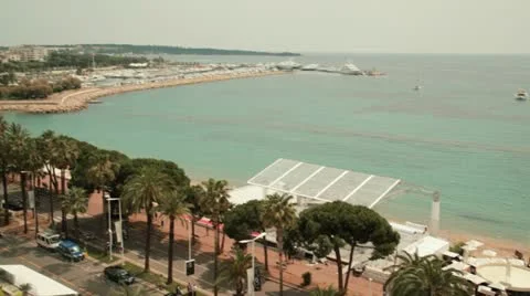 Pan over the riviera of Cannes Vídeo Stock 15458985