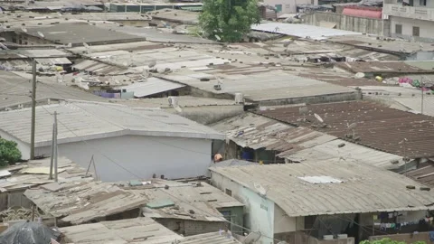 Pan over rooftops in Abidjan Video stock 318084290
