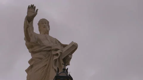 A pan over Saint Paul Statue in Naxxar Malta Stock Footage 65258921
