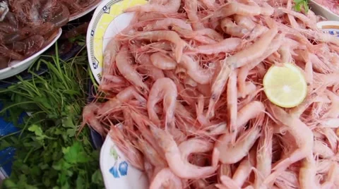 Pan Over Seafood Stock Footage 52934534