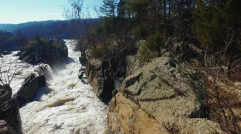Pan over small rapids near Great Falls Video stock 57976211