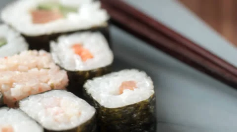 Pan over sushi Stock Footage 23246692