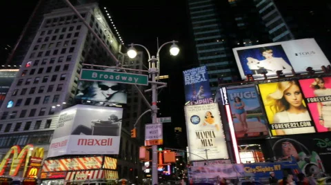 Pan Over Times Square Stock Footage