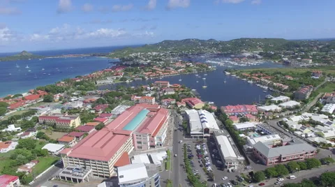 Pan over town from drone Stock Footage 63333330