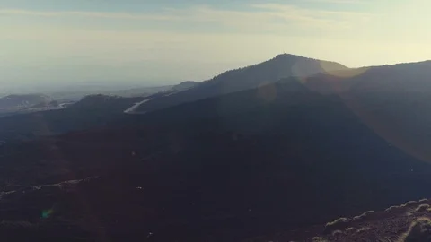 A Pan over the view from Mount Etna Stock Footage 88596801