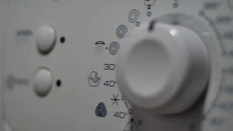 Pan Over A Washing Machine Programing Knob For Temperature, Household Appliance Video stock 70160728