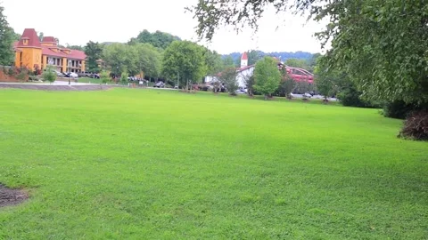 Pan of a park in Helen Georgia Stock Footage 142960904