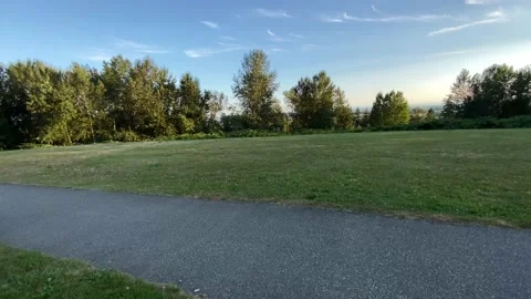 Pan of the Pathway in the Park Stock Footage 136448681