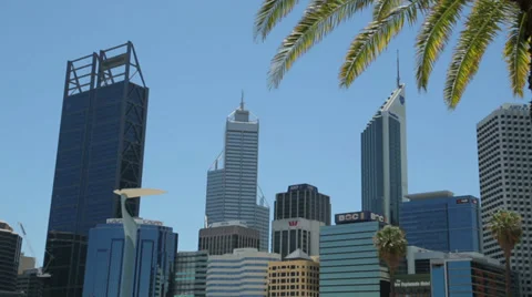 Pan of perth skyline and central business district, australia 스톡 동영상 36827013