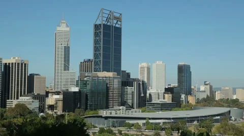 Pan of perth skyline, australia Stock Footage 36830284