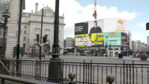 Pan to Piccadilly Circus during Lockdown London Stock Footage 129716142