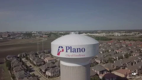 Pan of Plano Water Tower 2 Video stock 88934440