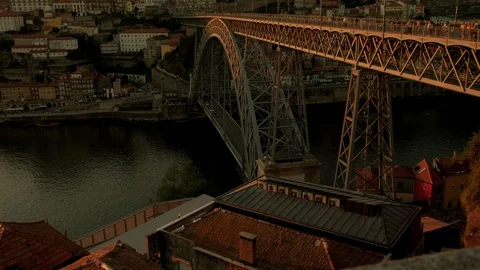 Pan Ponte Luis to Ponte Arrabida in Porto Stock Footage 121089311