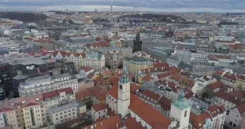 Pan of Prague Old Town Square Stock Footage 121010107