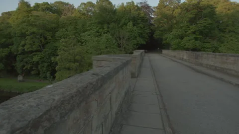 Pan from Prebends Bridge to Durham Cathedral Stock Footage 247180429