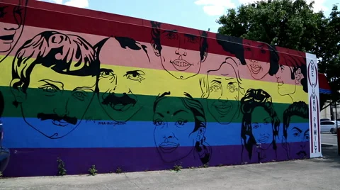 Pan of Rainbow Diversity Mural in Dallas Texas Stock Footage 51552987